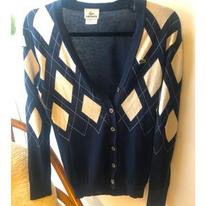 Women’s XS-S Lacoste diamond plaid v-neck cardigan